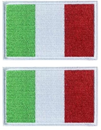 HAPZUR Patch Bandiera Italiana 2 Pezzi Velcro Ricamata, Toppa a Strappo Militare per Zaino Tattico, Giacca e Abbigliamento, Souvenir e Accessori Italia