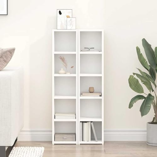 Gecheer Tall and Slim CD Cabinet Holds 80 CDs, White Engineered Wood Storage for Living Room, Bedroom, Office 802696