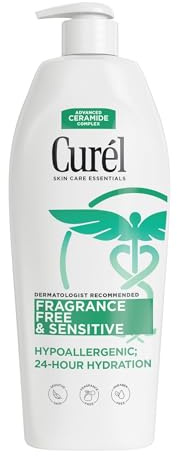 Curél Fragrance Free Comforting Body Lotion for Dry, Sensitive Skin, 13 Ounces | Non-Greasy Formula, Ceramide Moisturizer, Relieves Itchy Irritated Skin, Fragrance Free, Sensitive Skin Safe