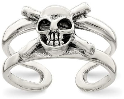 Zehenring aus 925er Sterlingsilber, massiver Totenkopf, Schmuck, Geschenke für Frauen, Metall