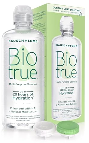 Biotrue Contact Solution, Multi-Purpose Solution with Lens Case, Cleans, Conditions, Hydrates, Disinfects, Removes Protein, Dirt & Debris, Contact Lens Cleaner & Storage, 10 Fl Oz (Pack of 1)