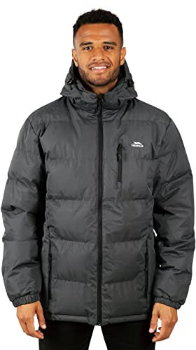 Trespass Herren Warme Gepolsterte Wasserdichte Regenjacke Mit Abnehmbarer Kapuze Clip, Flint, M, MAJKCAI20001_FLIM