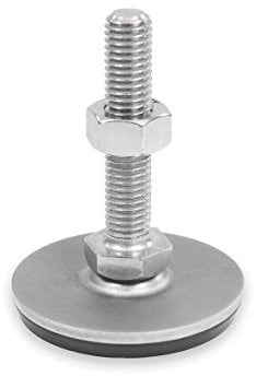 Pieds réglables en acier inoxydable Ganter Standard Elements GN 41-40-M12-60-D3-SK | Caoutchouc vulcanisé, argent, filetage d2 M12X60