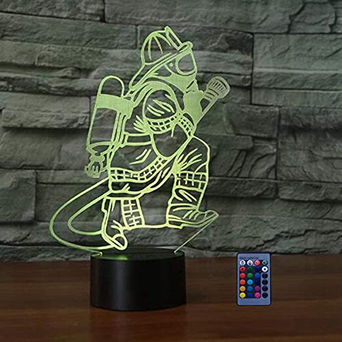 3D Feuerwehrmänner Optical Illusions LED Lampen Fernbedienung Tolle 7/16 Farbwechsel Berühren Tabelle Schreibtisch-Nacht Licht Mit USB-Kabel für Kinder Schlafzimmer Geburtstagsgeschenke Geschenk