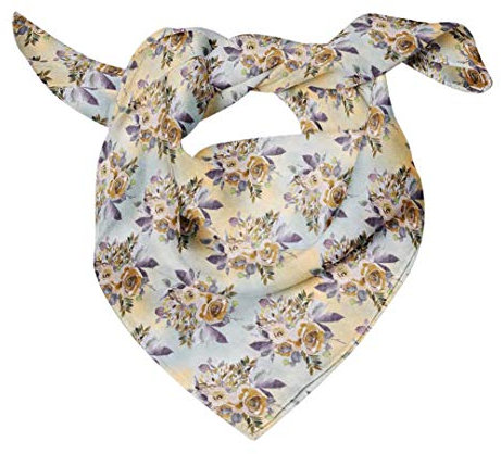 Bimba Braun Blätter & alba Rose Blumen- reiner Seide gedruckt Kopf Bandanas Sommer Hals Wickeltuch 40 x 80 Zoll
