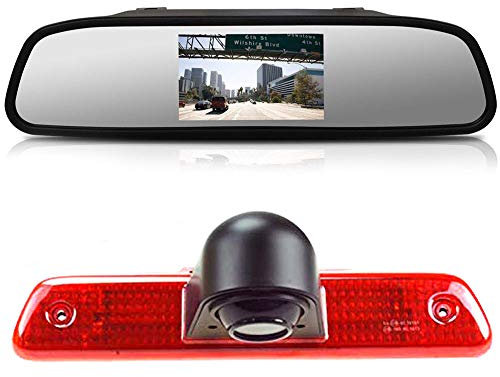 Kalakus HD 4.3 Zoll Rückspiegel+ im 3.Bremslicht Bremsleuchte Rückfahrkamera Einparkhilfe Kit für Peugeot Expert 2007-2016/Fiat Scudo 2007-2016/Citroen Jumpy 2007-2016