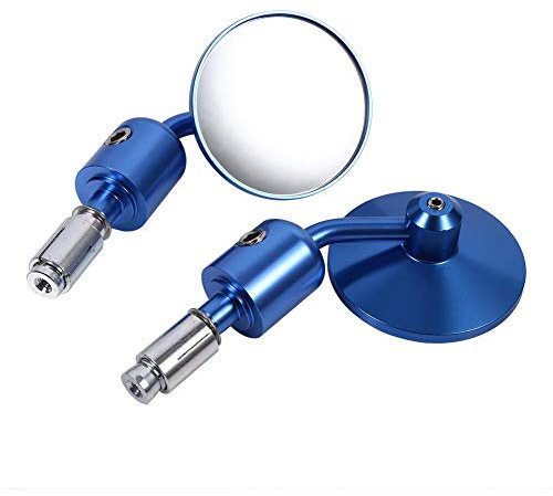 Rückspiegel Seitenspiegel,Fydun 1 Paar 7/8 Motorrad Runde Lenkerende Rückspiegel Lenkerendenspiegel Für Motorräder Straßenräder(Blau)