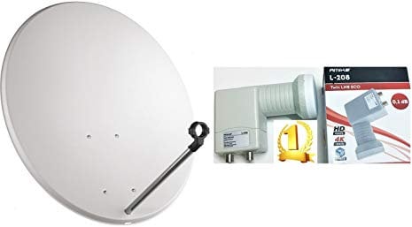 PARABOLA 40 CM ACCIAIO ANTENNA SATELLITARE PER SKY,TIVUSAT+ LNB OCCHIO 2 USCITE