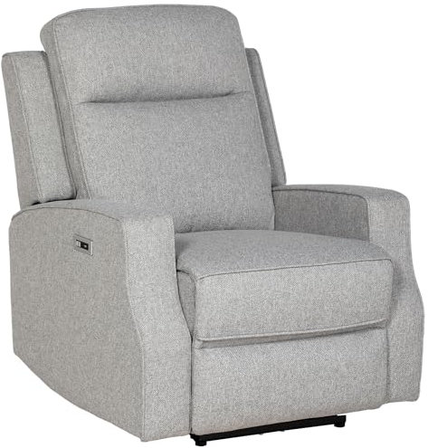 HOMCOM Electric Fabric Recliner Armchair, Reclining Chair with Adjustable Leg Rest, USB Port, for Limited Space Home Living Room, Grey