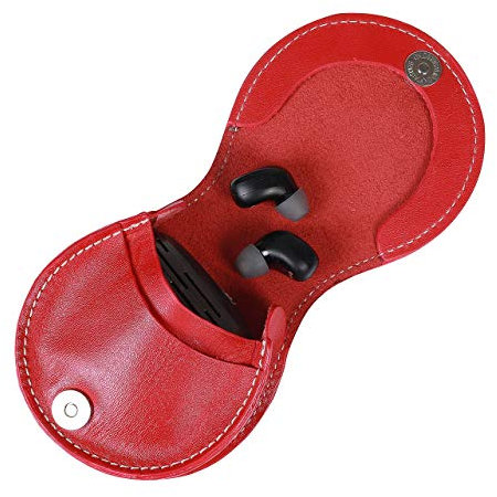 Petit porte-monnaie rond en cuir véritable fait à la main avec boucle de ceinture, Rouge, S, Porte-monnaie