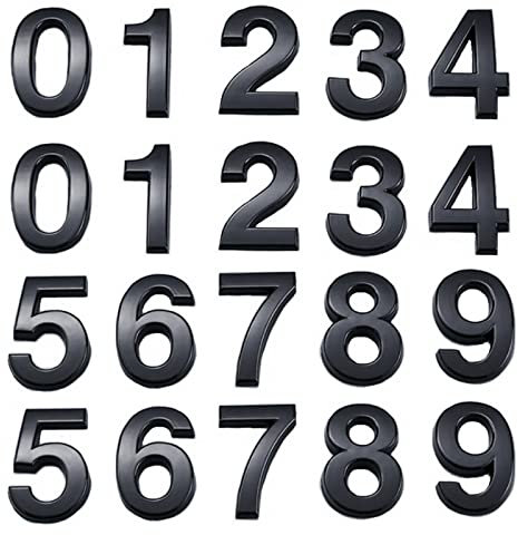 Kepfire 20 Stücke Briefkasten Zahlen Wohnung Tür Nummer Aufkleber 0-9 Selbstklebend Haus Hotel Zimmer Büro und Adresse Ziffern Schild - Schwarz