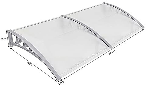 Vordach für Haustür - Fenstermarkise aus Aluminiumlegierung, Durchscheinendes Markisenvordach (100 * 200cm)