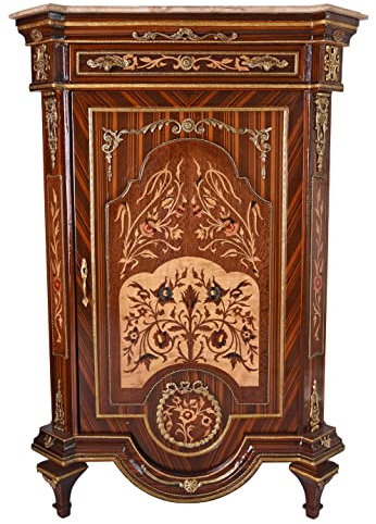 Hochschrank Schrank Intarsien Kommode Marmorplatte Antik Halbschrank cat843 Palazzo Exklusiv