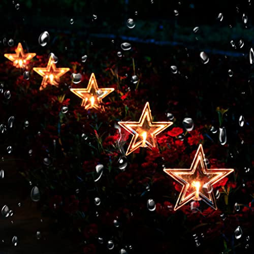Happyyami Sterne Gartenstecker Solarleuchte Gartenbeleuchtung Solarstecker Wegbeleuchtung Garten Erdspieß Lampe Dekolampe Weihnachtsdeko für Terrasse Villa Rasen Gehwege Bäume