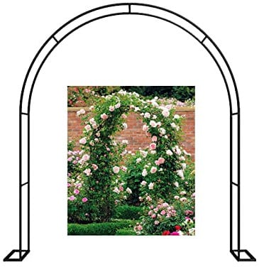 Ortolc Arco per Rampicanti da Balcone Archi Giardino per Glicine con Base, Bianco/Nero, antiruggine, Arco per Piante Rampicanti Pergola in Acciaio Sostegno Rose Rampicanti, 120x220cm/3.9x7.2ft