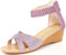 Gaatpot Sandali Punta Aperta Sandalo con Zeppa Moda Scarpe con Tacco Donna Estivi Elegante Viola 37EU=38CN