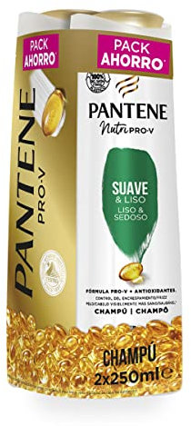 Pantene Champú Suave y Liso, 2 x 250ml