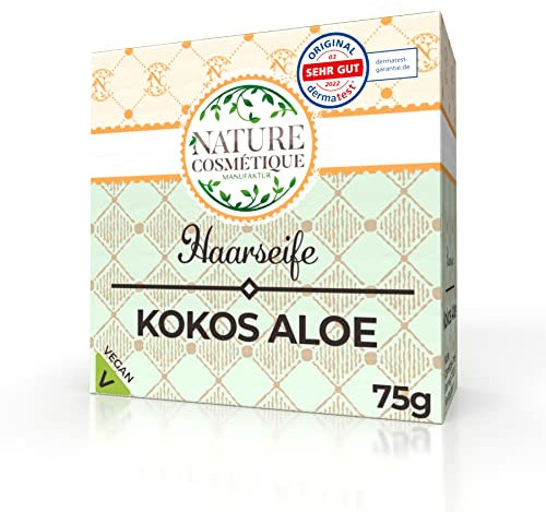 Haarseife Kokos Aloe, festes Shampoo, Shampoo Barren - 75g - handgemacht, vegan, nachhaltig, mit BIO Kokosöl
