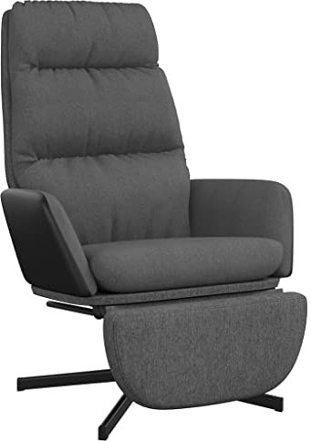 vidaXL Relaxsessel mit Fußstütze, Drehbar Fernsehsessel mit Armlehne, Sessel Lesesessel mit Metallrahmen, Polsterstuhl Relaxstuhl Wohnzimmer, Dunkelgrau Stoff