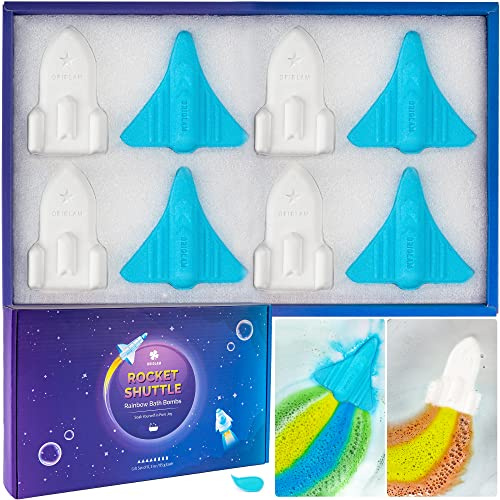 ORIGLAM Rakete Badekugeln für Kinder Jungen, Bulk Kinder Badebomben mit Überraschung im Inneren, Regenbogen Badebomben für Jungs, Badezusatz, Geburtstagsgeschenke Weihnachten Strumpf Füller, 85g×8ct