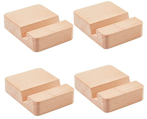 NBEADS 4 Stück Holz Handyständer, 8x6x2cm Quadratischer Holz Handyhalter Universeller Desktop Telefonständer Tragbarer Mobiler Tablet Halter Zur Unterstützung Des Telefons Im Büro Zu Hause