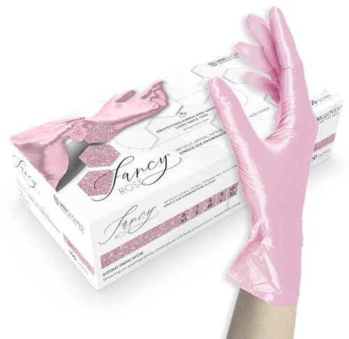 Unigloves Nitrilhandschuhe Unigloves FANCY Rose - glänzend rosa - Einweghandschuhe unsteril, latexfrei, puderfrei - Lebensmittelecht • Schutz vor Viren, Pilzen und Bakterien (S (6-7))