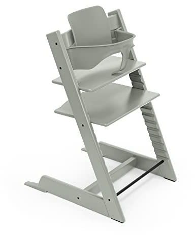 Seggiolone Tripp Trapp di Stokke con Baby Set, Glacier Green - Sedia regolabile ed evolutiva per bambini e adulti - Design ergonomico e classico
