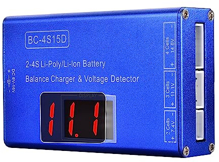 Airsoft Battery Charger- Lipo/Li-Ion Balance Smart Charger for 11.1V 7.4V 14.8V 2S 3S 4S Battery with Battery Checker for Airsoft Gun Gel Ball Blaster Splat Ball Gun & RC Hobby