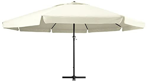 Homgoday Sonnenschirm Balkonschirm Kurbelschirm Marktschirm knickbar Balkonsonnenschirm Strandschirm Gartenschirm für Balkon Terrasse Garten 600 cm Sandweiß