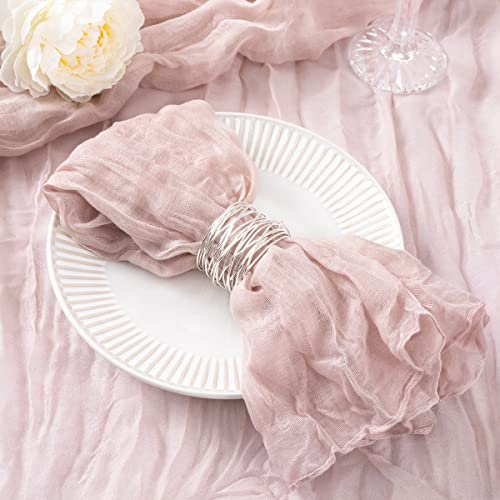 DeZerlor Lot de 20 serviettes de table en gaze de coton lavables pour mariage, fille, fête prénatale, fête prénatale, fête prénatale – Rose clair – 53,3 x 53,3 cm
