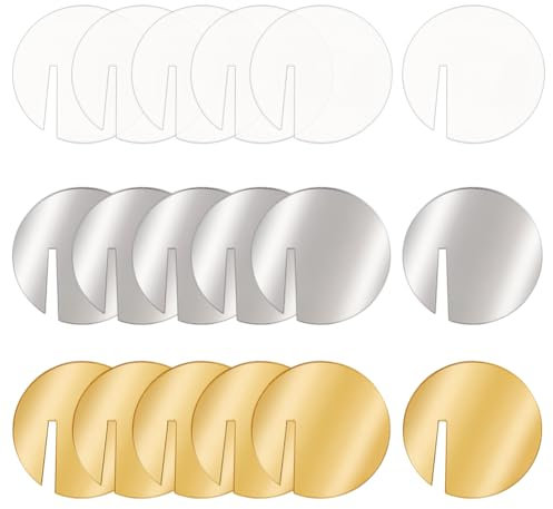 FINGERINSPIRE 42 Pcs Acrylic Circle Drink Tags Sliver & Gold & Clear Mirror Acrylic Drink Tag Blank Acrylic Tags Flat Round Goblet Marker Acrylic Wine Glass Name Tags for Festival Wedding Party Decor