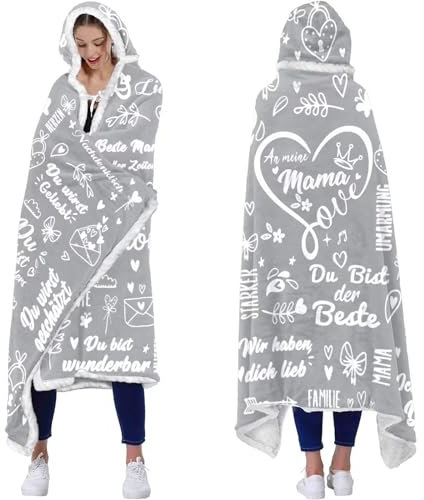 ACCZ Decke mit Ärmeln - Geschenk für Mama von Tochter Sohn, Kuscheldecke für Geburtstag, Muttertag, Weihnachten - Beste Mama Geschenk