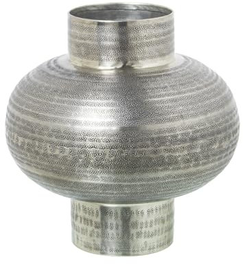 DRW Tischvase aus Aluminium in Antik, 26 x 26 x 26 cm, Metall, Silber, alt, 26x26x26cm