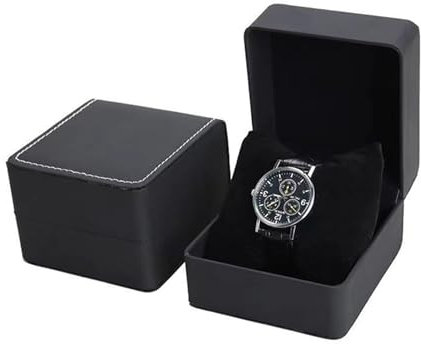 YekouMax Boite A Montre, Boîtes Cadeau avec Coussin pour La Plupart des Montres, Montre Connectée et Bijoux Accessoire, Coffret Montre en Cuir PU pour Cadeau Homme (1, Noir mat)