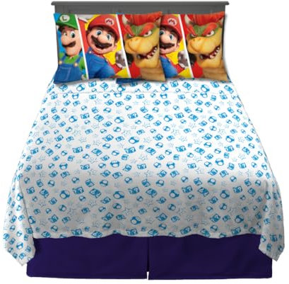 Franco The Super Mario Bros. Movie Kinder-Bettwäsche-Set, superweiche Mikrofaser, offizielles Lizenzprodukt