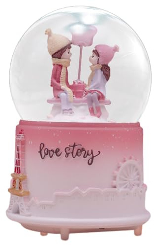 Sollee Paare Schneekugel Valentine Schneekugel Valentine Musikalische Schneekugeln Beleuchtete Schneekugel Laterne Geschenk für Jahrestag Valentinstag, 8,5 x 13,5 cm