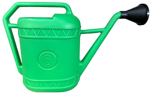 eacommerce - Innaffiatoio da Giardino in PVC | Beccuccio Lungo e Doccetta | Ideale per Piante, Verde, 6 Litri, Plastica