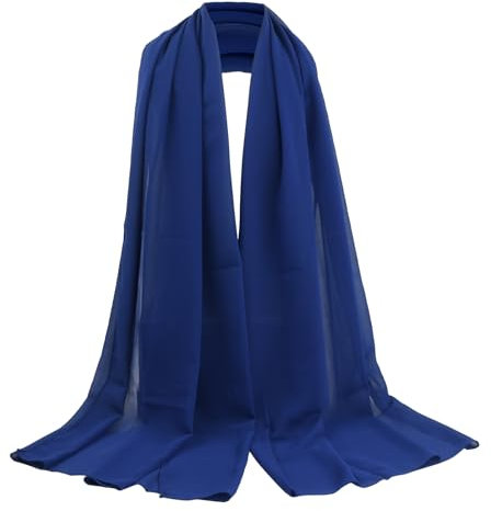 PTJJXA Chiffon Schal Damen, Seidenweiche Chiffon Hijab, Schultertuch Damen Groß Festlich, Stola für Abendkleid, Dünner Schal, Seidenschal Damen,Schal Einfarbig, Halstuch Tuch aus Chiffon (Navy blau)