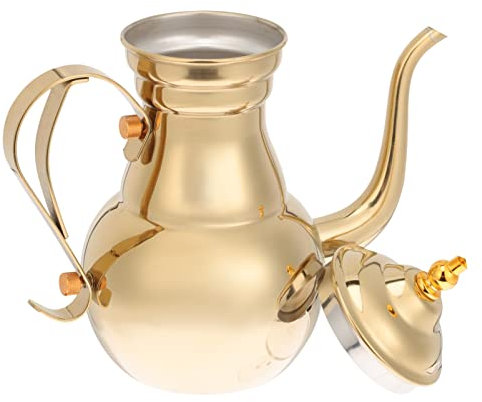 Hervidor de café con filtro Cafetera Estufa Hervidor Silbante Macetas Moca Olla Cafetera Boquilla Mano Cafetera Pote Cafetera Tetera Leche Acero Inoxidable Antiguo Individual (Color: Dorado, Tamaño: