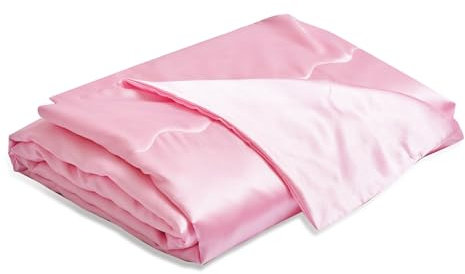 YASMENG Satin Decke 150x200 Rosa - Kühlende Seidige Sommerdecke, Leicht, Weich, Luxus, Glatt, Glänzend - Tagesdecke Kuscheldecke für Bett, Sofa, Couch, Schlafzimmer, Büro, Reisen