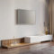 Homary Meuble TV Bois Extensible 200-360 cm Longueur avec 3 Tiroirs Silencieux, Meuble TV Blanc Moderne avec Rangement, Centralisé pour Salon Appartement Petit Espace, Installation à Gauche/Droite