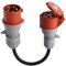 CEE 3-Phasen 32A (22 kW) Stecker auf 16A (11 kW) Kupplung Adapter, tragbar, mit Schutzabdeckung, wasserdicht IP44, geeignet für Industrie und Haushalt (32-16)