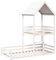 vidaXL Etagenbett, Hochbett mit Dach Leiter Sperrholzlatten, Stockbett für Schlafzimmer, Bett Holzbett Einzelbett, Weiß 90x190cm Massivholz Kiefer