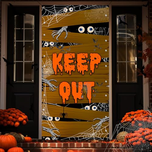 Decoraciones de la cubierta de la puerta de Halloween Decoración de tela de la puerta de Halloween Cubiertas para puertas Decoraciones aterradoras de Halloween, Large Fabric Halloween Decorations