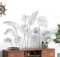 Supzone Pegatinas de Pared Blanco y Negro Plantas Tropicales Hojas de Palma Vinilos Decorativos Línea Simple Hoja de Arte Adhesivos Pared para Dormitorio Sala de Estar Cocina Sofá TV Telón de Fondo
