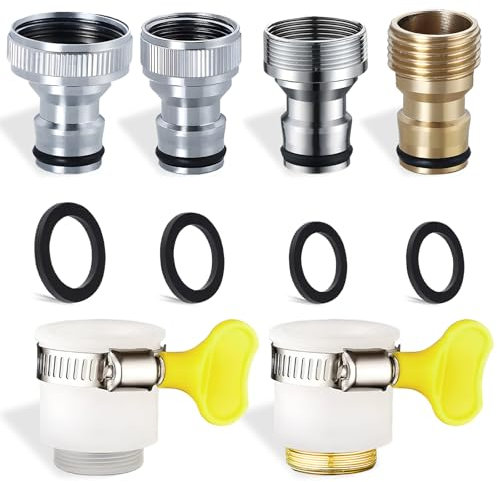 6 piezas Kit de conector rápido de grifo, VEINARDYL 4 conectores rápidos para lavadora y 2 adaptadores de grifo universales, conexión de manguera de jardín para lavavajillas y lavado de autos