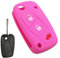 XEBRAD 3 Buttons Flip Silicone Key Cover Fob Case Protection, for Fiat, Panda Idea, Stilo, Punto, Ducato, Bravo 500, Doble, Grande, Minibus car key shell(Pink)