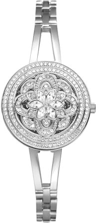 Avaner Uhren Damen Diamanten Blumen: Damenuhr Muscheldekorationsoberfläche Abnehmbares Uhrenarmband Moderne Damenarmbanduhr Analoge Quarzuhr für Frauen Mädchen
