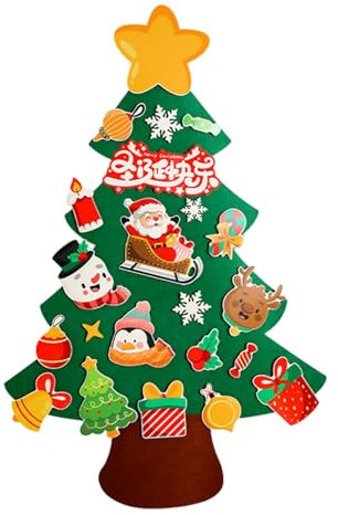 Albero di Natale in feltro da parete, grande albero di Natale in feltro per parete, con ornamenti staccabili, albero di Natale per tutti, albero di Natale, adesivo da parete per albero di Natale con