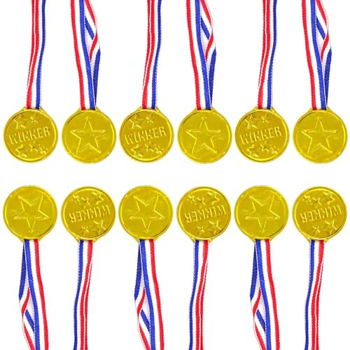 WOLMIK 12 Stück Medaillen für Kinder, Sporttag Medaillen Gewinner Goldmedaillen für Kindergeburtstag Fussball oder Schule Mini-Olympiade